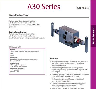 AGI A30 2 Valve SP Manifolds